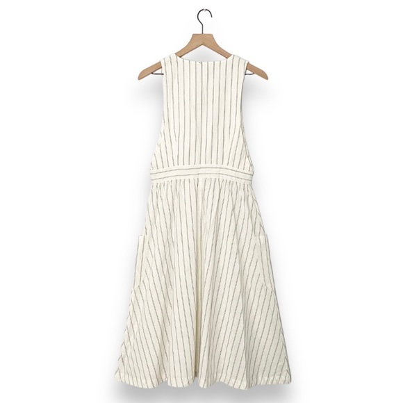 NEW Free People Diana Wrap Midi Dress Ivory Black Stripe Button Pockets Small - Picture 7 of 13